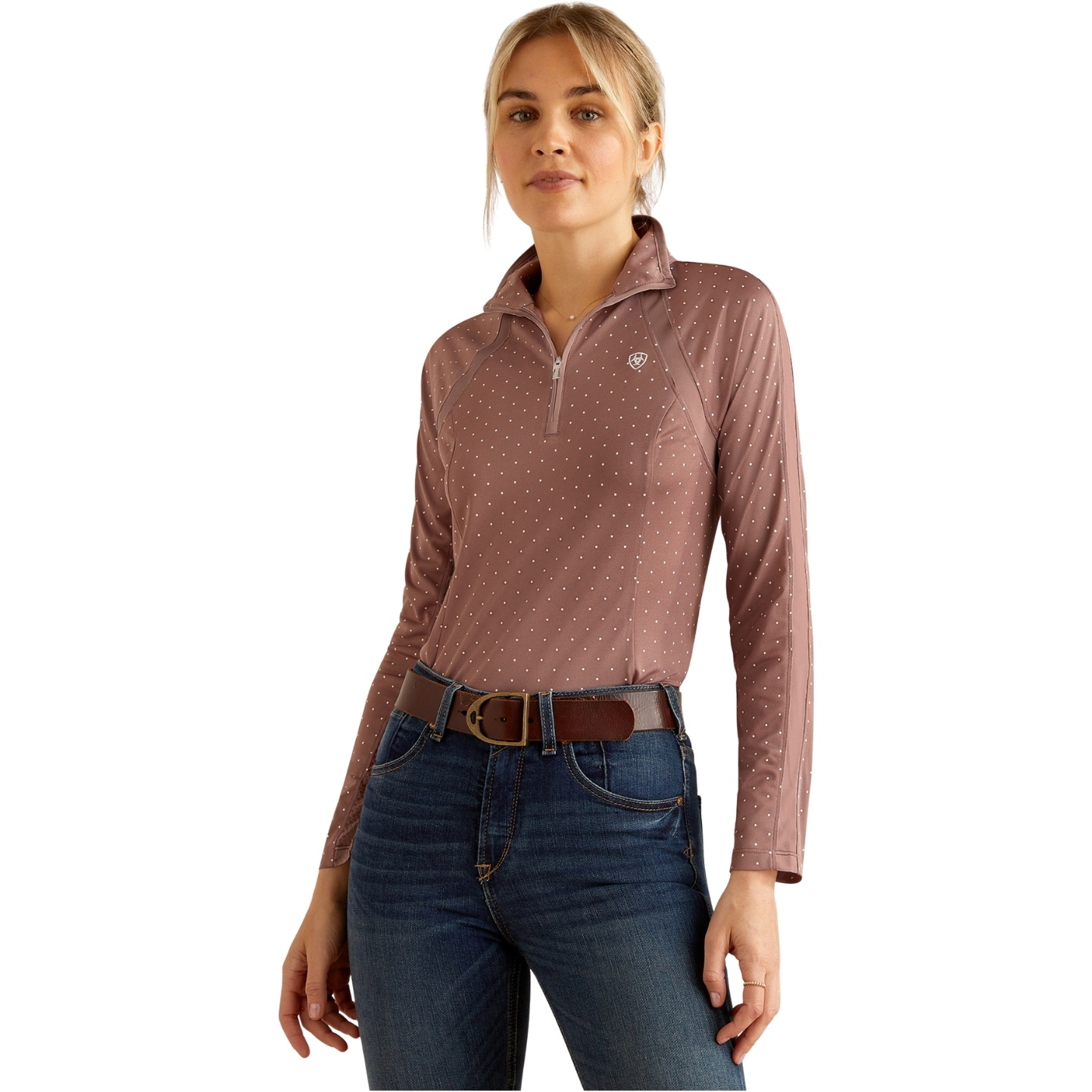 2024 Ariat Womens Sunstopper 3.0 Long Sleeve Baselayer 10053416- Twilight Mauve Dot